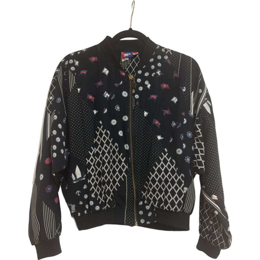 Tail Black Bomber Jacket with Colorful Patterns